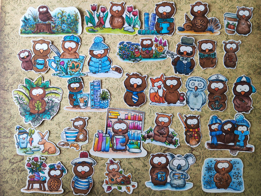 Lot de Stickers Aquarelle – Petits Hibou Mignon - Animaux