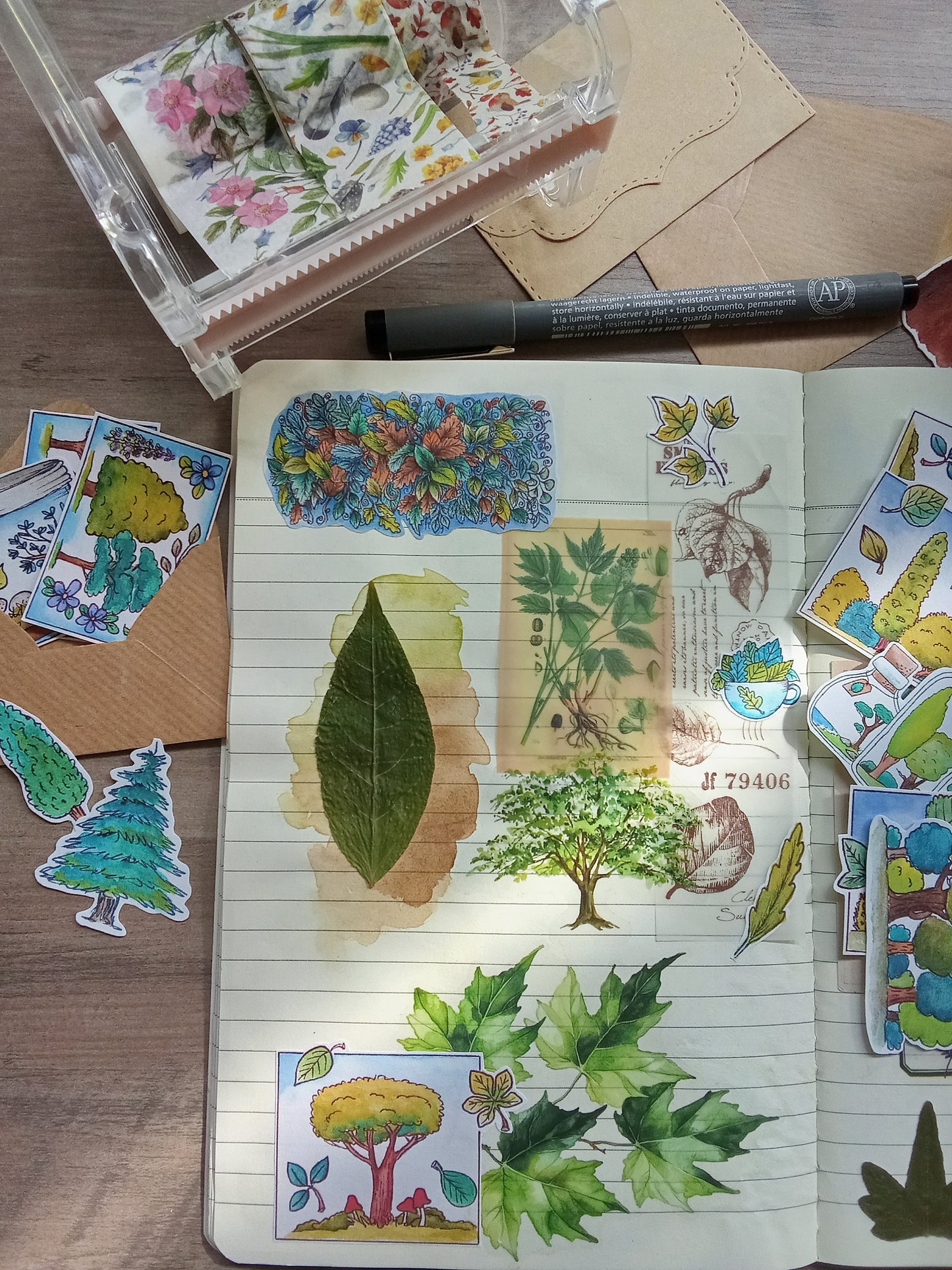 Lot de 33 Stickers Aquarelle – Forêt, Arbres et Nature - Feuille Feuillage