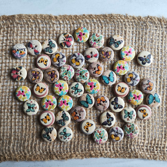Boutons bois rond motif insecte papillon animal